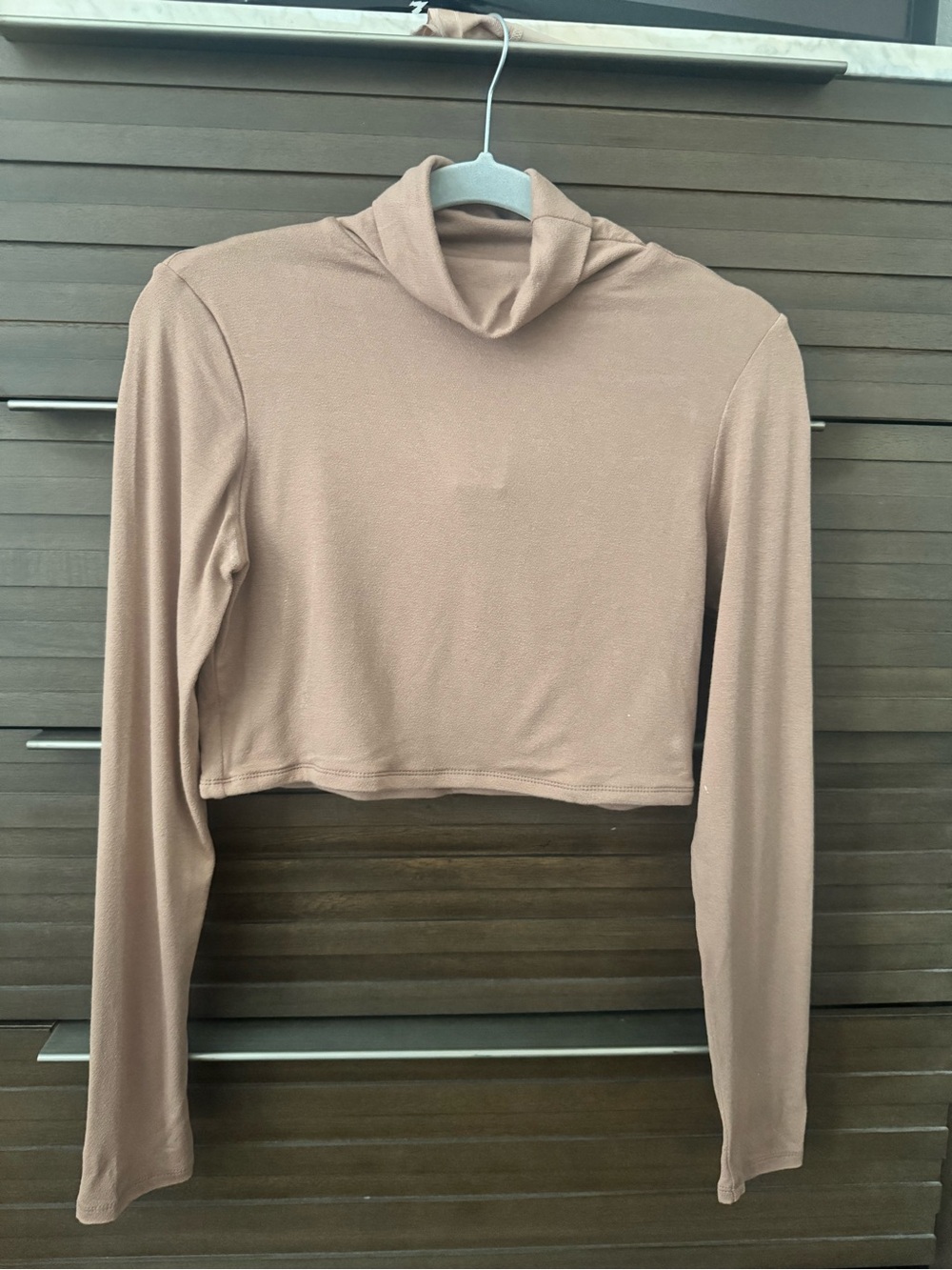Naked Wardrobe Long Sleeve Cropped Turtleneck Top